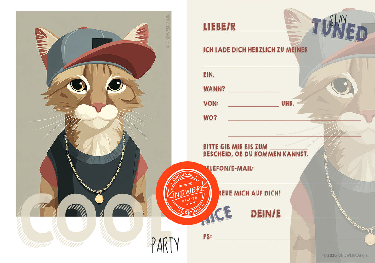 COOL PARTY – Einladungskarten für den Kindergeburtstag (10er Set)
