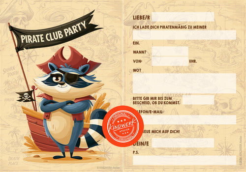PIRATEN PARTY – Einladungskarten für den Kindergeburtstag (10er Set)