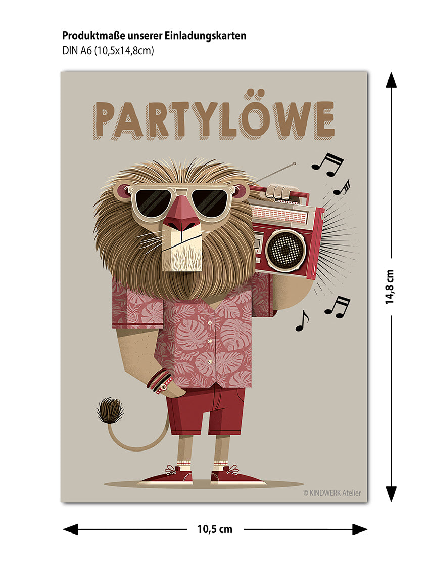 PARTYLÖWE – Einladungskarten für den Kindergeburtstag (10er Set)