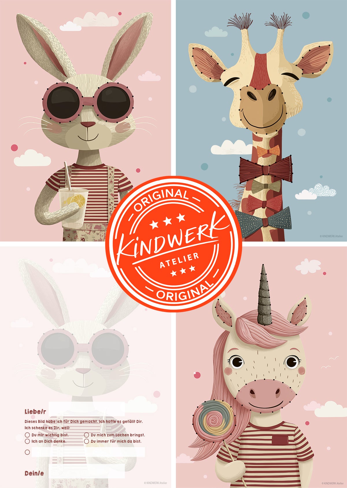 Prickel- & Stickkarten für Kinder – TIERFREUNDE (10er Set)