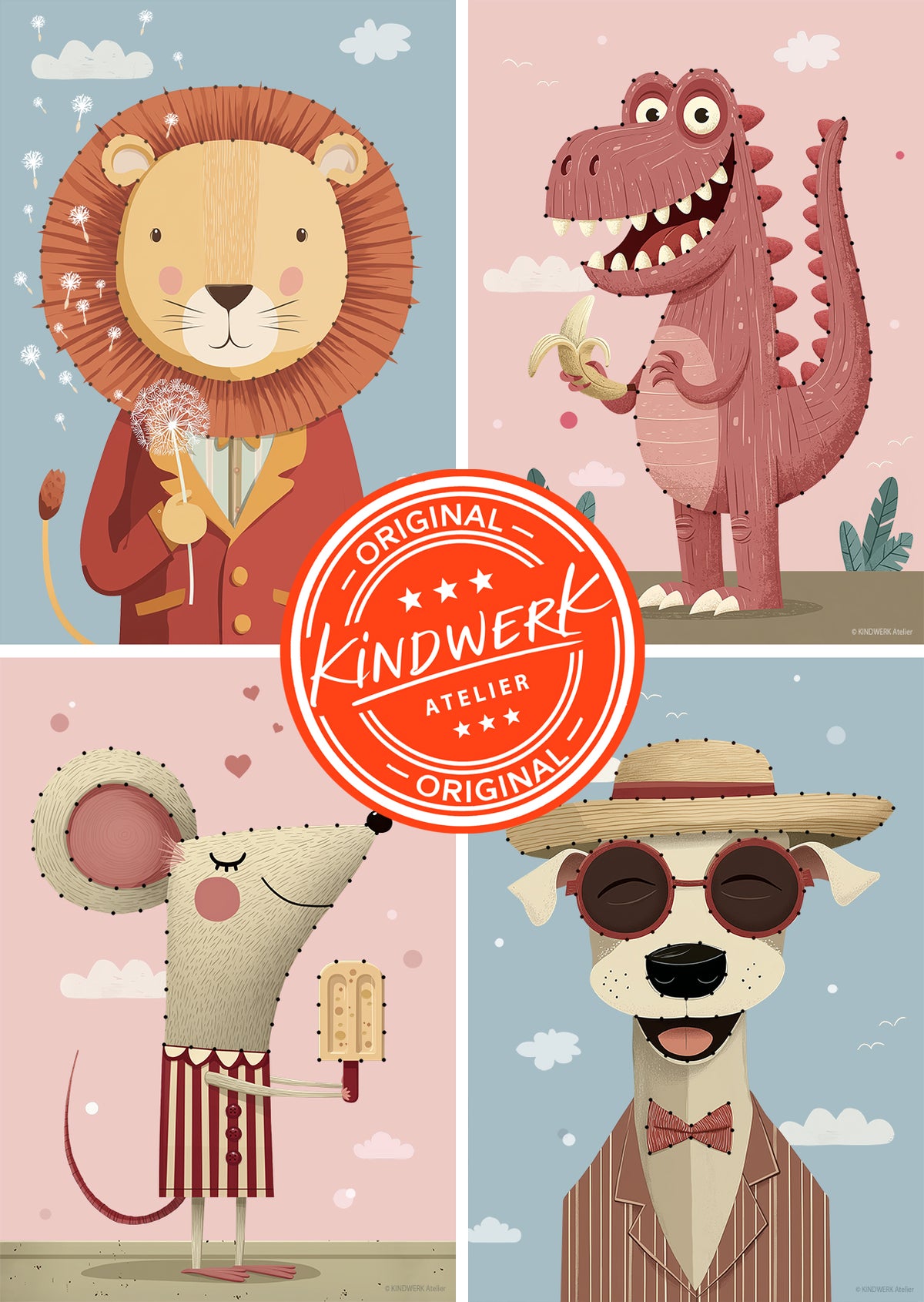 Prickel- & Stickkarten für Kinder – TIERFREUNDE (10er Set)