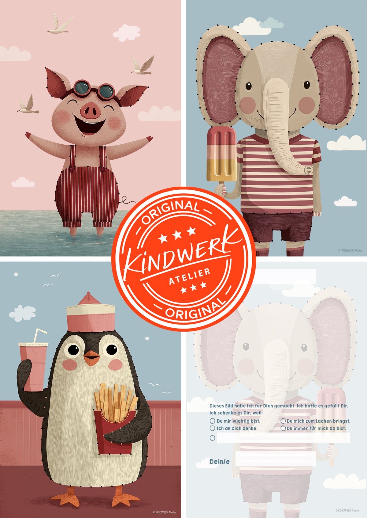 Prickel- & Stickkarten für Kinder – TIERFREUNDE (10er Set)